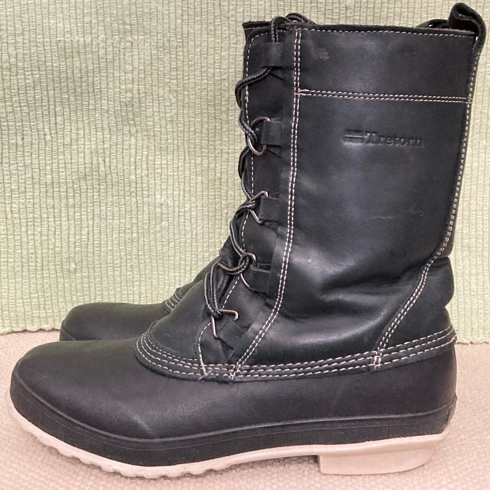 Tretorn Mens Black Aspelin Waterproof Leather/Rubber Rain Boots Size US 9 EU 42 - Picture 2 of 11